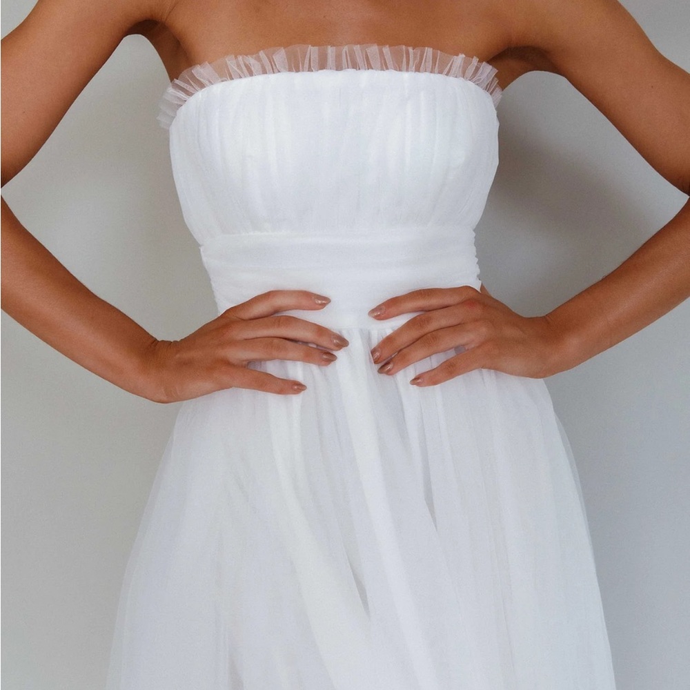 NWT Fayette Strapless Mesh Midi Dress